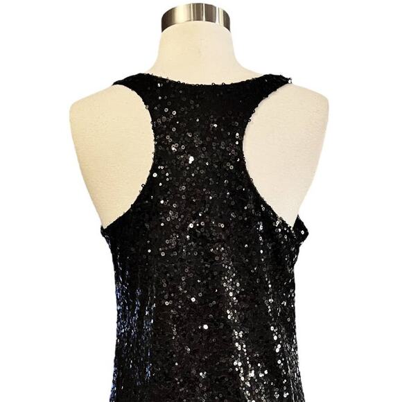 Cocktail Black Sequins Dress Swing Sleeveless Racerback by UNIX LBD Small NWT - Picture 3 of 8